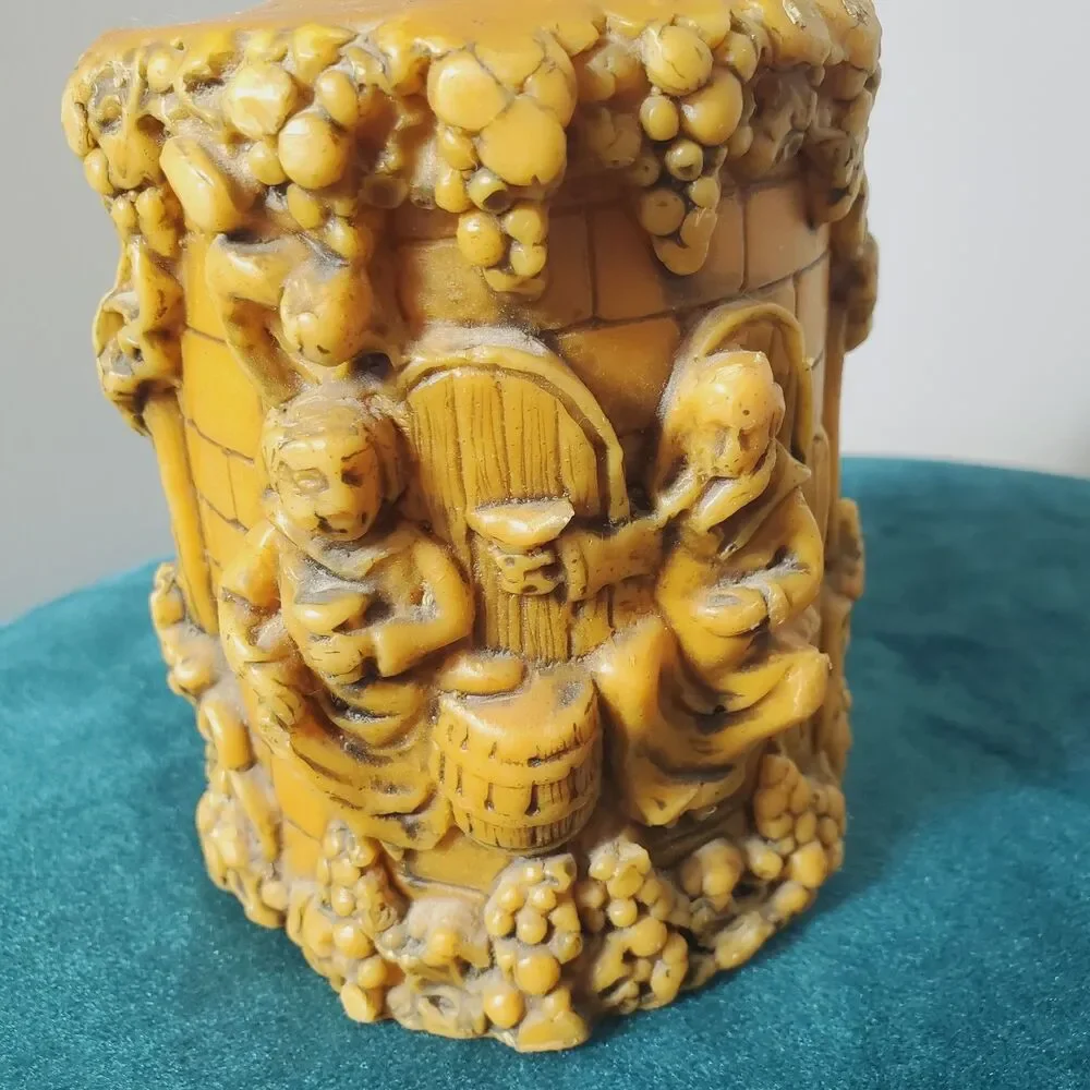 Vintage 3D Molded Candle Tavern Gathering Yellow Decorative 5
